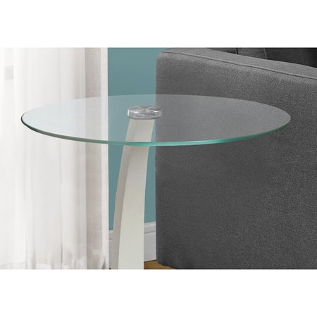Monarch Specialties Accent Table - White Bentwood With Tempered Glass I 3017